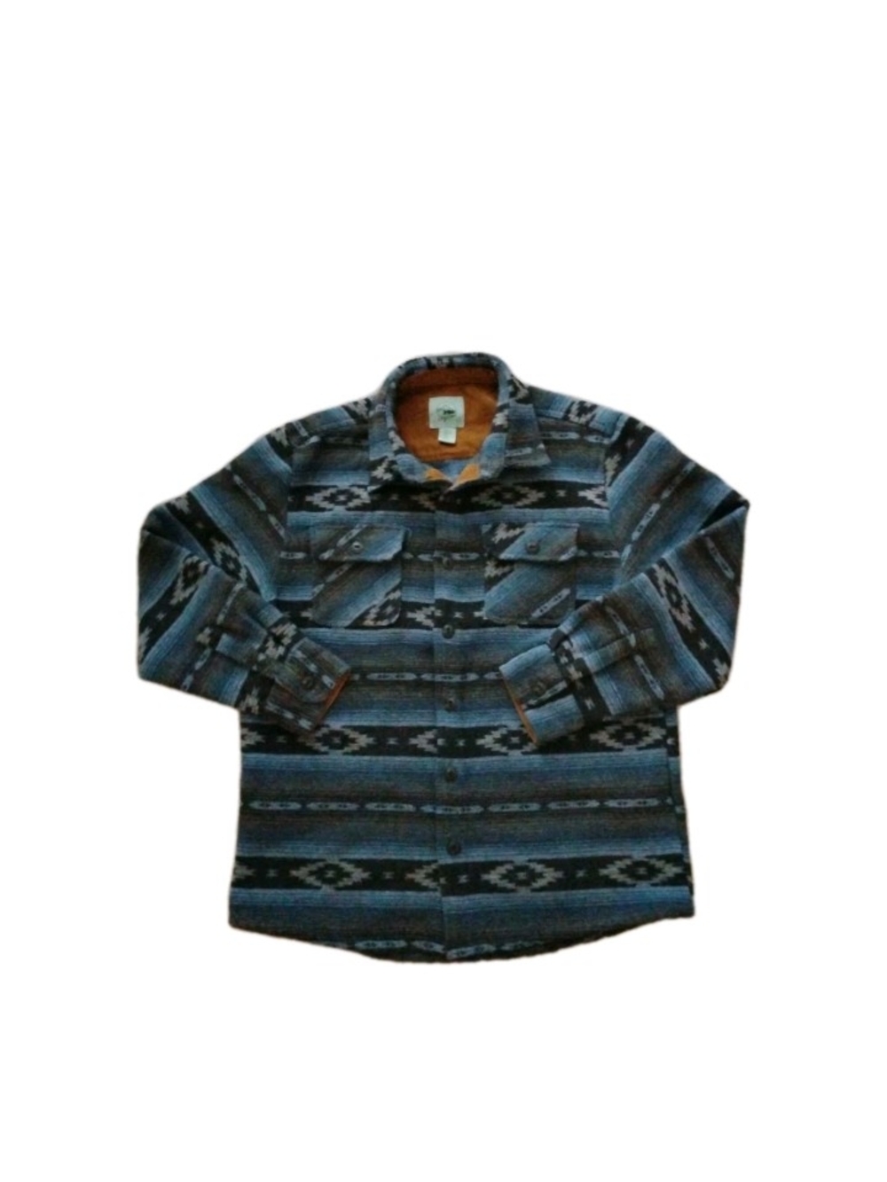 Skyhawk Blanket Shacket Men's M Blue Aztec Wool Blend Flannel Jacket Western